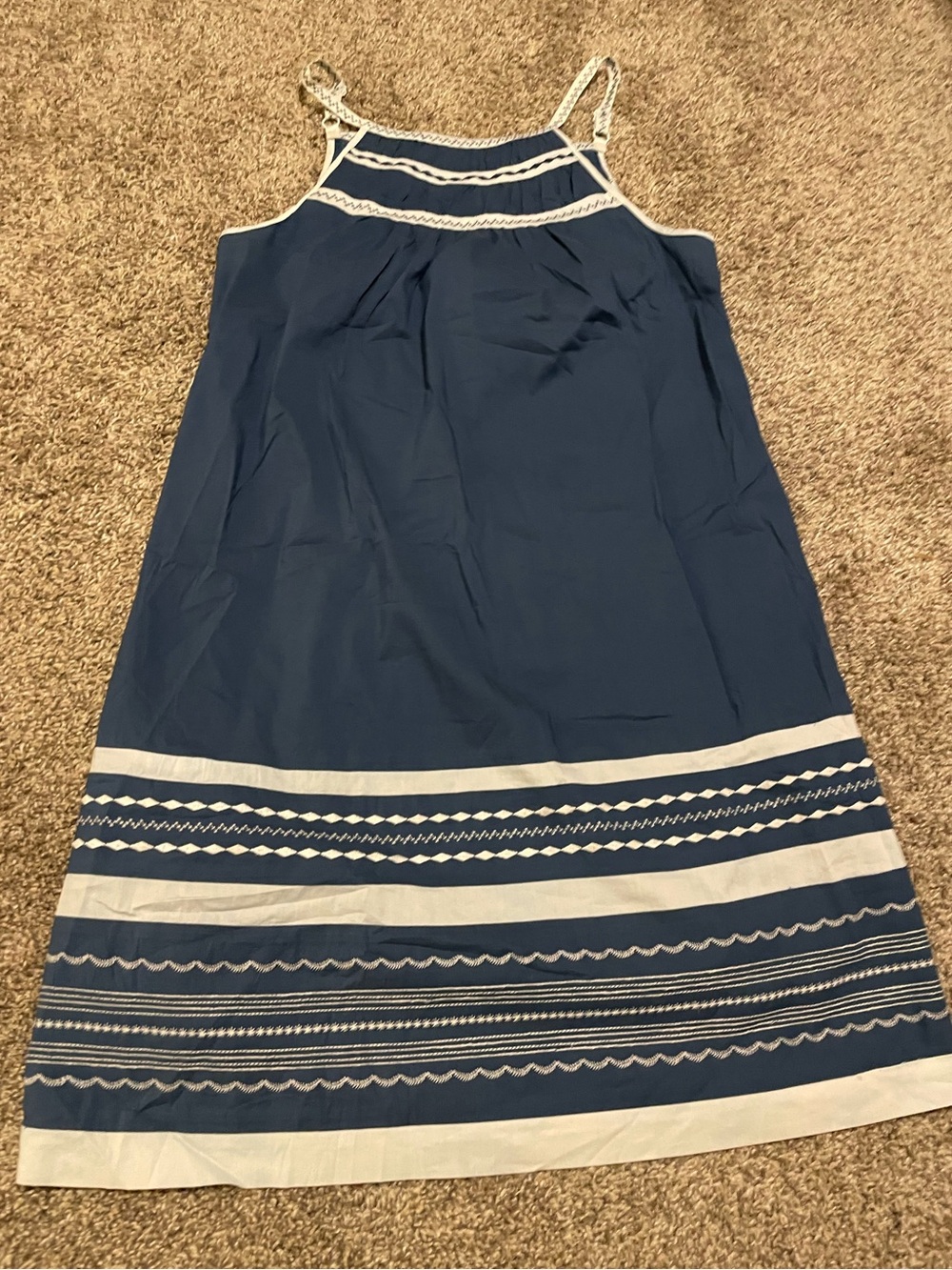 BCBG Blue Sleeveless A-Line Dress with White Trim